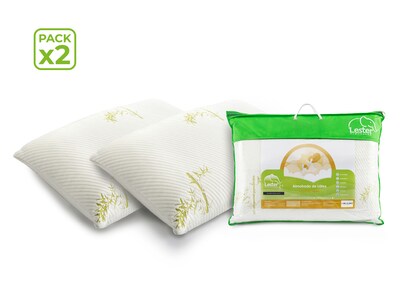 Foto 1 | Paquete De 2 Almohadas Tamaño Estándar De Látex Natural Con Funda De Bambú Lavable - Lester Organic Látex