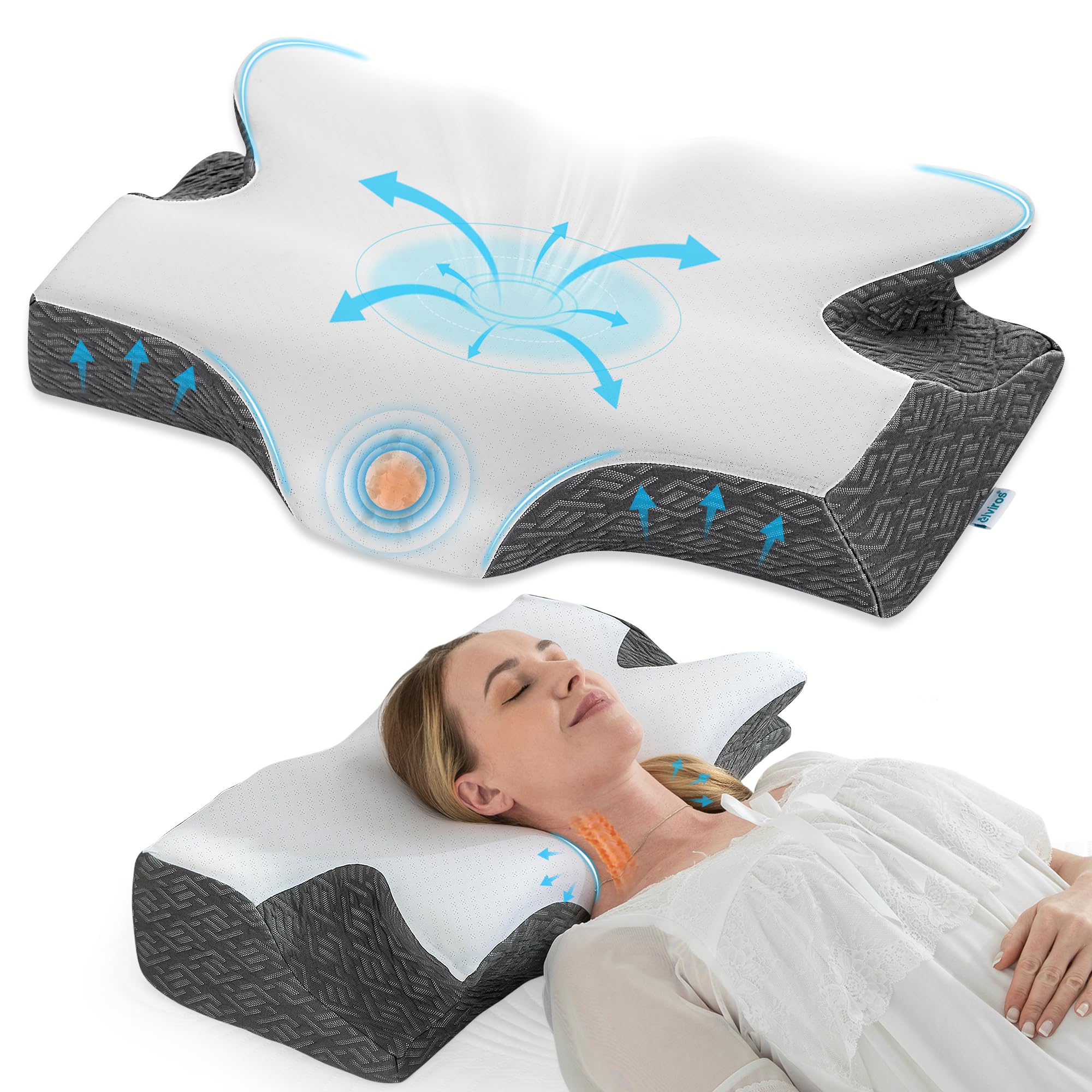 Almohada Cervical Elviros De Espuma Viscoelástica Para Aliviar El Dolor De Cuello - Venta Internacional.