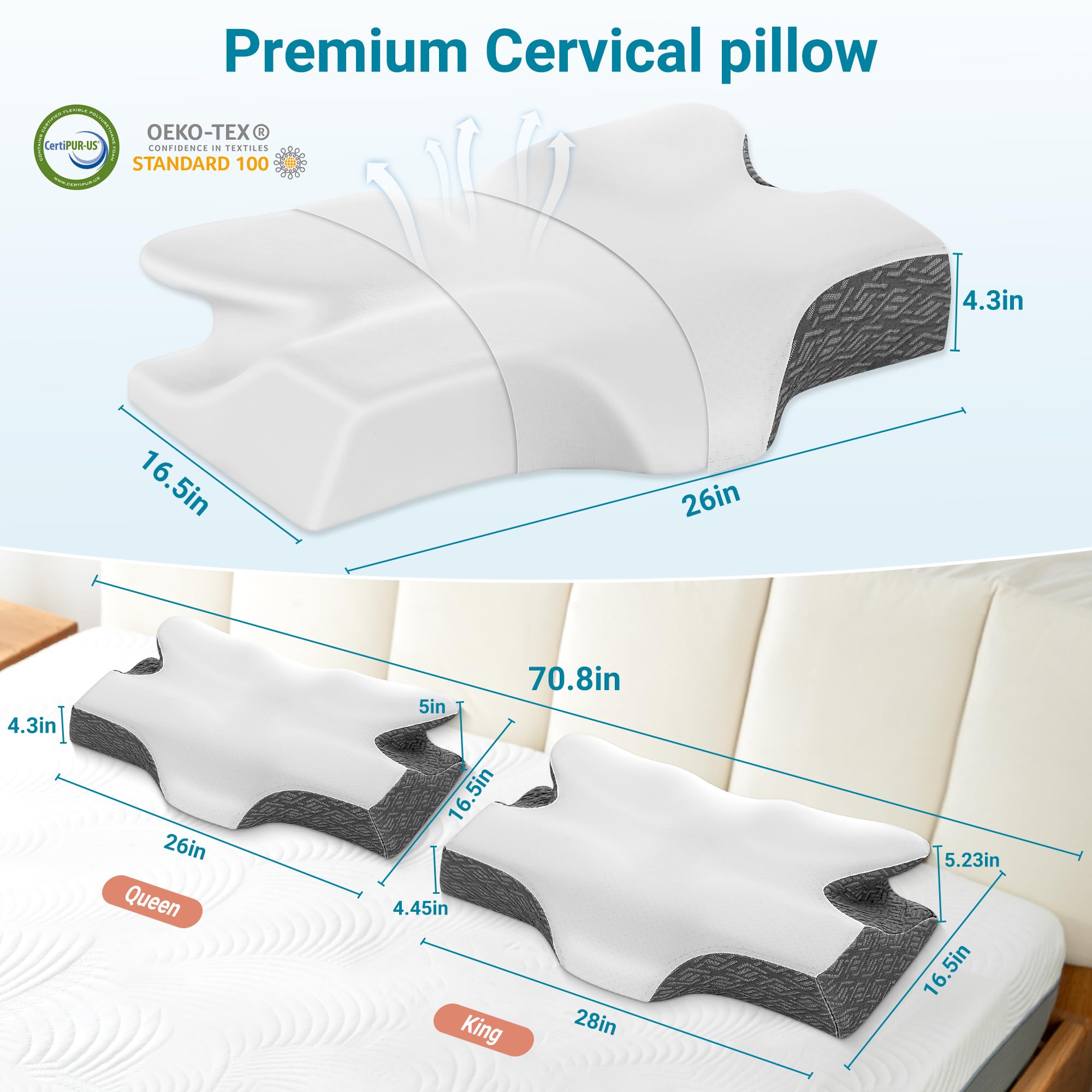 Foto 7 pulgar | Almohada Cervical Elviros De Espuma Viscoelástica Para Aliviar El Dolor De Cuello - Venta Internacional.