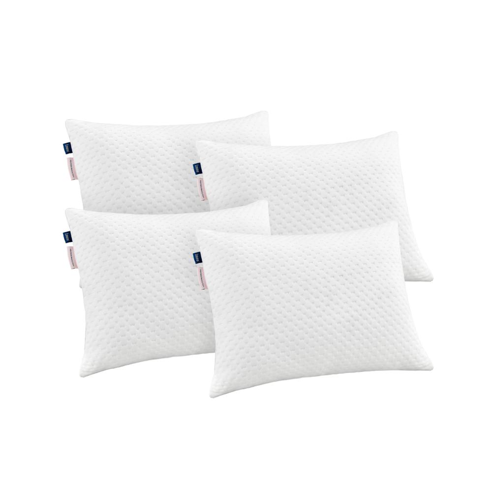 Almohada Luuna Ajustable Firme, 4 Pack, Tamaño Estándar 88x46 Cm, Memory Foam, Funda Lavable