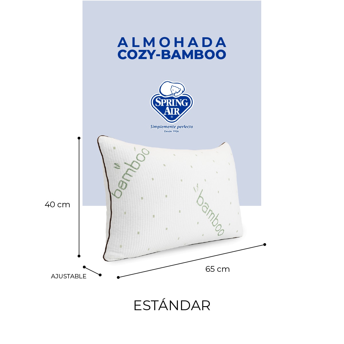 Foto 7 pulgar | Almohada Ajustable Memory Foam Coozy Bamboo, Ipoalergénica, Anti Ácaros Y Transpirable. Funda Removible Suave Y Lavable