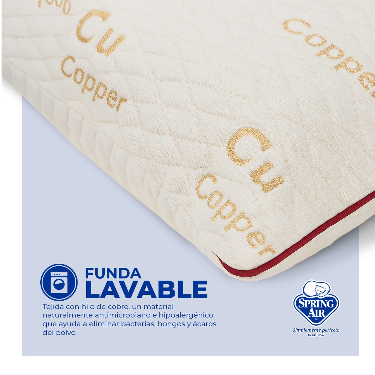 Foto 5 | Almohada Bio Copper, Antimicrobiana, Hipoalergénica Y Transpirable . Alineación Perfecta Cuello Y Hombros Con F