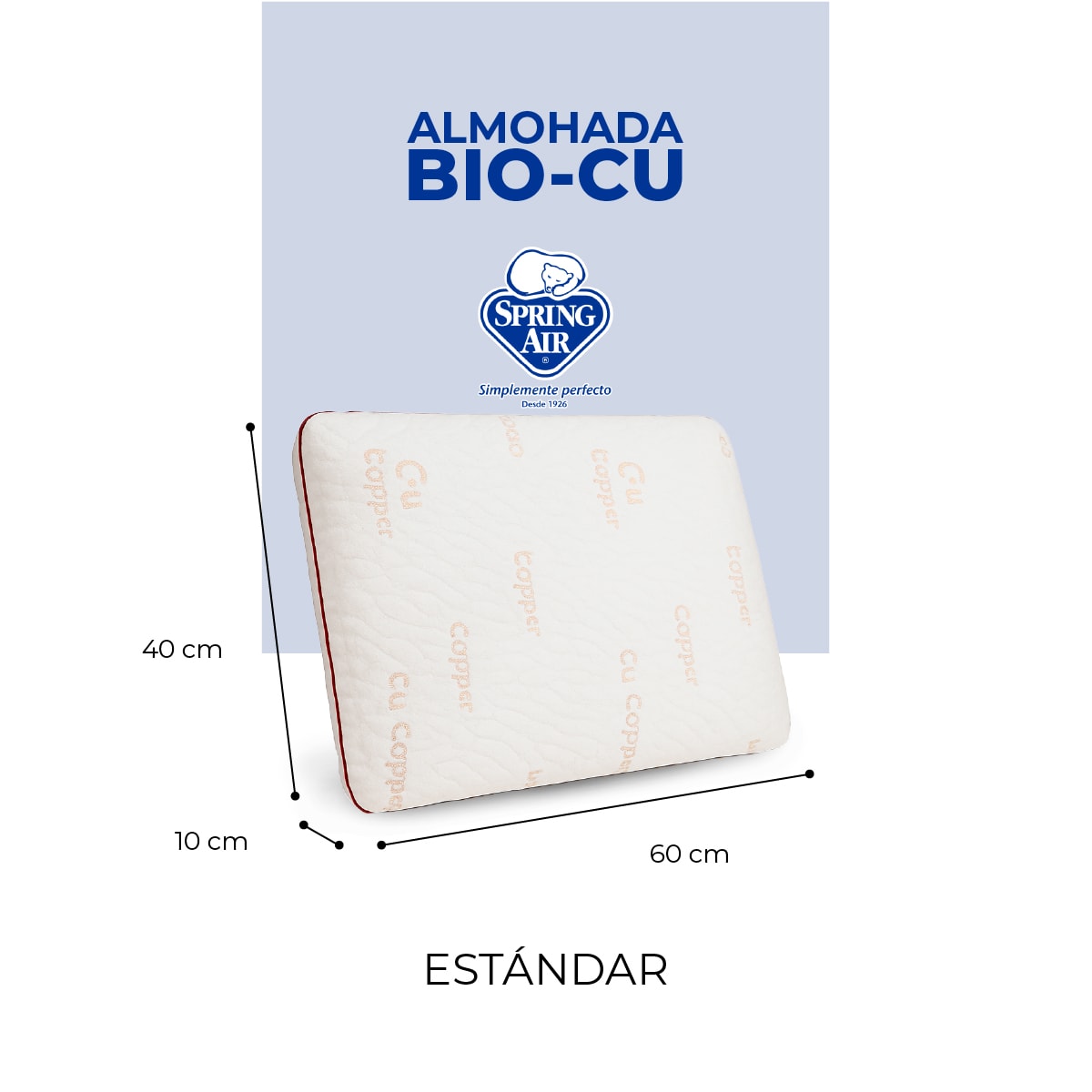 Foto 6 | Almohada Bio Copper, Antimicrobiana, Hipoalergénica Y Transpirable . Alineación Perfecta Cuello Y Hombros Con F