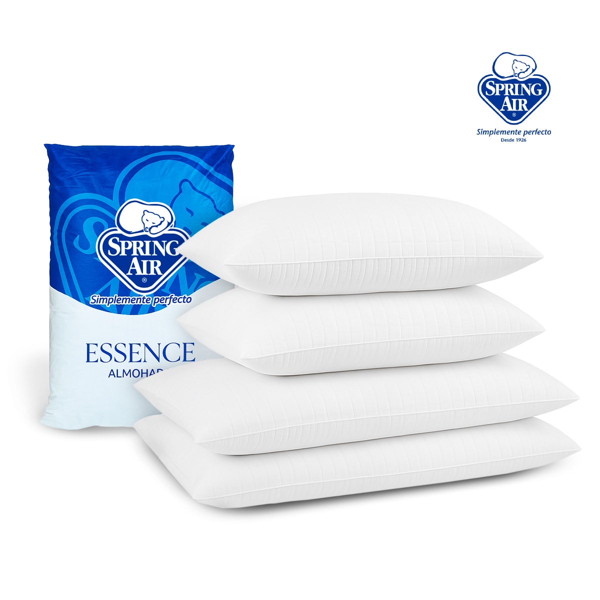 Foto 1 | 2 Almohadas Estándar + 2 Queen Size Essence Peach Feel, Soporte Perfecto Cabeza Y Cuello, Anti Ácaros E Hipoalergénico