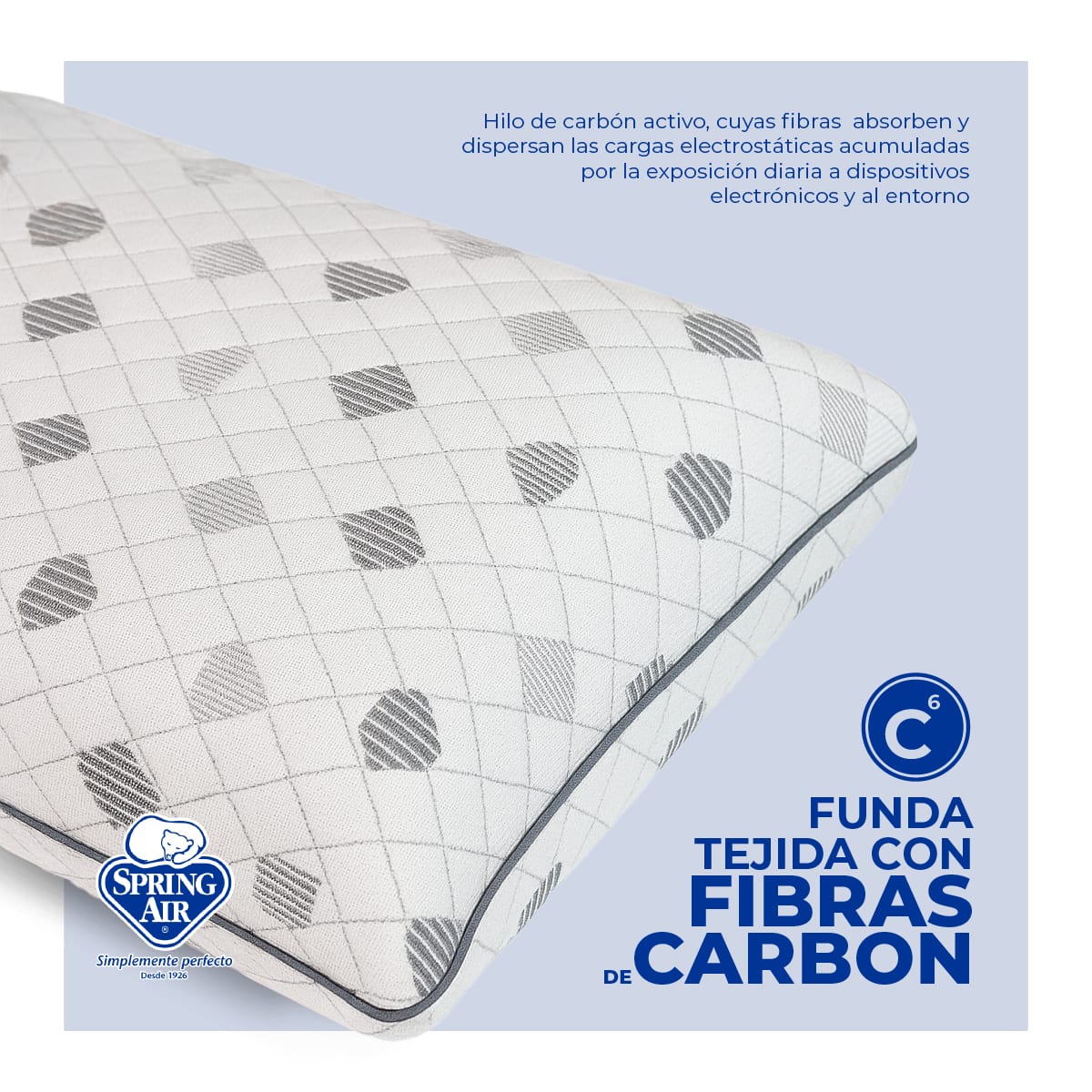 Foto 6 pulgar | Almohada Luxe-carbón Almohada Reduce Estrés, Transpirable Y Reduce Olores. Funda Removible Y Lavable