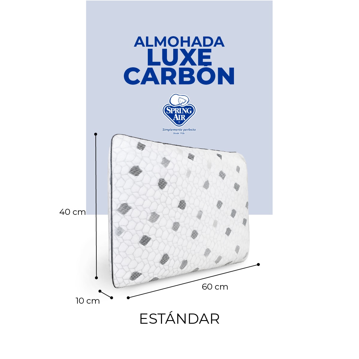 Foto 7 pulgar | Almohada Luxe-carbón Almohada Reduce Estrés, Transpirable Y Reduce Olores. Funda Removible Y Lavable