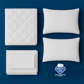 Foto 2 | Pack 2 Almohadas Peach Feel + Cubre Colchón Queen Size Essence Impermeable + Juego De Sábanas Queen Size Essence