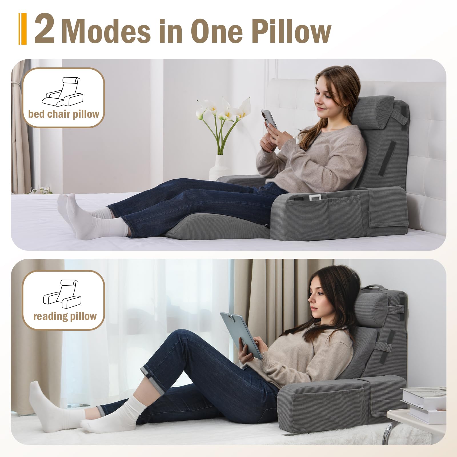Foto 6 pulgar | Almohada De Lectura Vekkia Con Respaldo Ajustable Para Adultos - Venta Internacional.