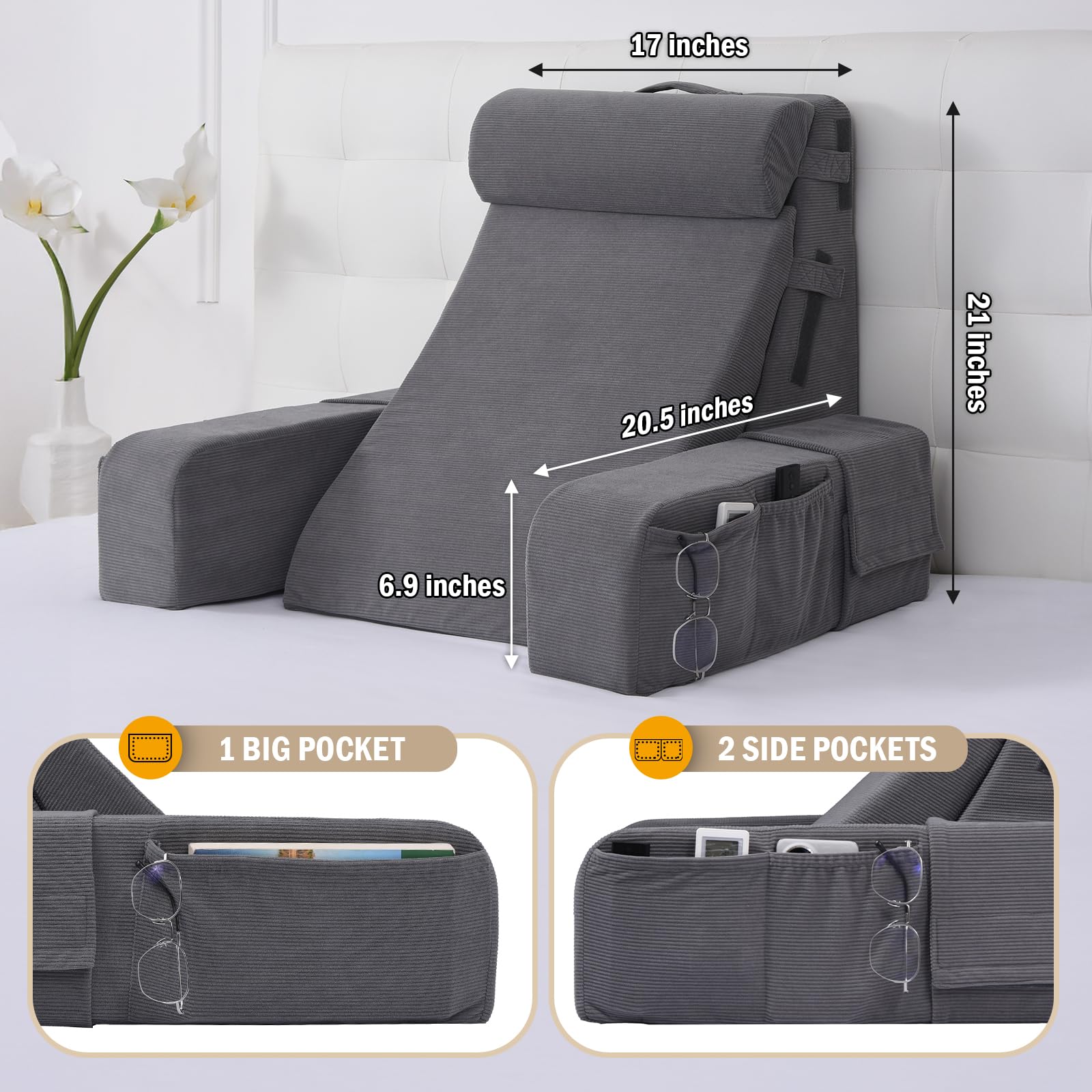 Foto 7 pulgar | Almohada De Lectura Vekkia Con Respaldo Ajustable Para Adultos - Venta Internacional.