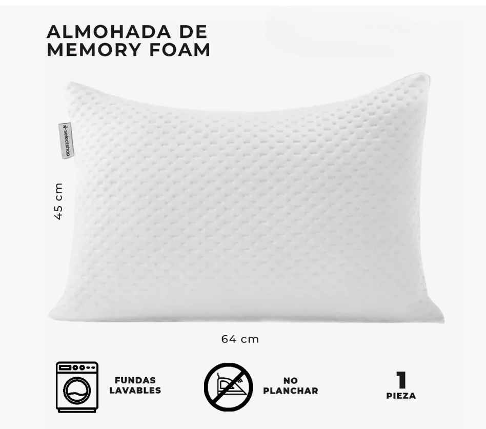 Foto 2 | Almohada Memory Foam Estándar Gel Ajustable Suave Cómoda