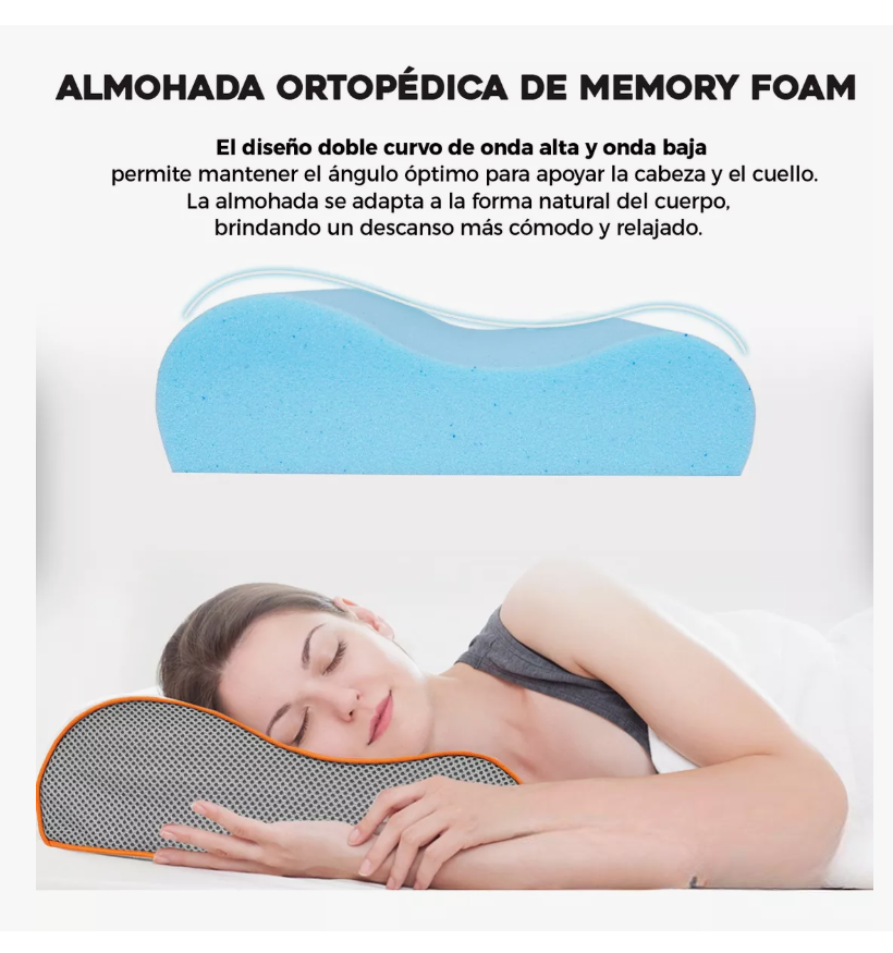 Foto 3 pulgar | Almohada Memory Foam Estándar Gel Ajustable Suave Cómoda