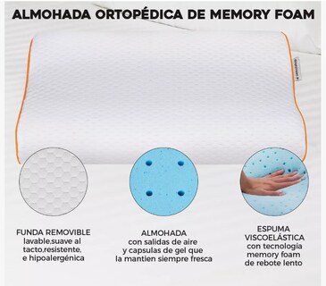 Foto 5 | Almohada Memory Foam Estándar Gel Ajustable Suave Cómoda