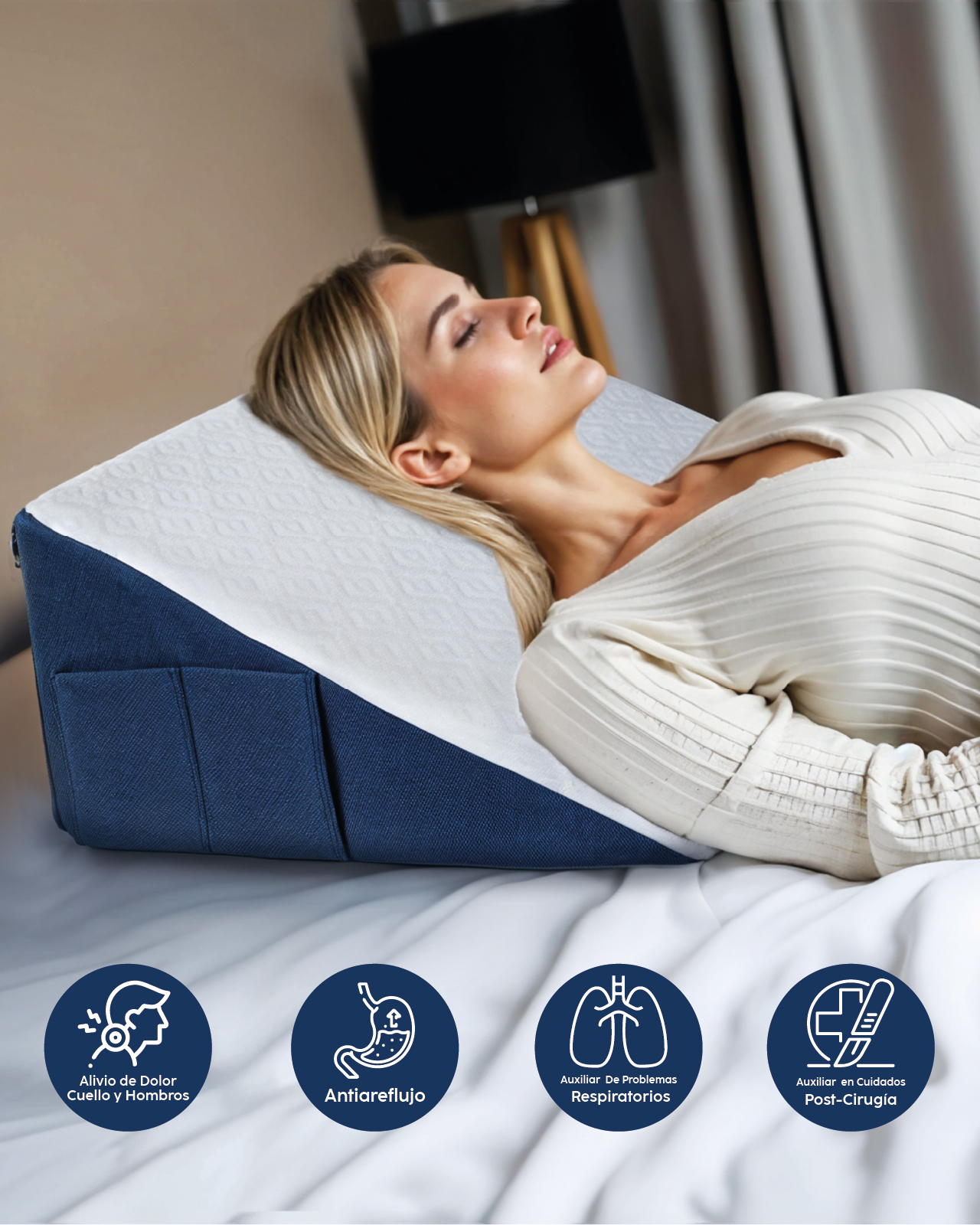 Foto 3 pulgar | Dr Joohn Almohada Tipo Cuña Para Cama Ultra Confort Ideal Para Dormir, Antirronquidos Y Antirreflujo Blanco