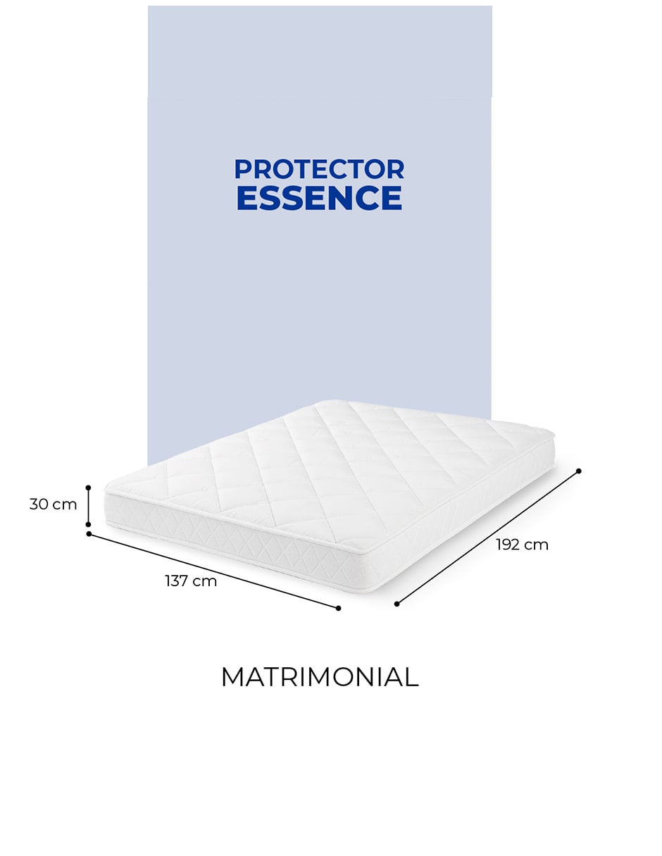 Foto 5 pulgar | Pack 2 Almohadas Peach Feel + Cubre Colchon Matrimonial Essence Impermeable + Juego De Sábanas Matrimonial Essenc