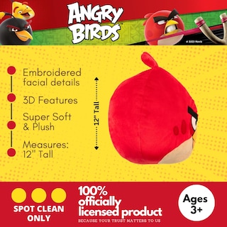 Foto 2 | Almohada Decorativa De Felpa Supersuave De Franco Gaming Bedding, Talla Única, Angry Birds - Venta Internacional.