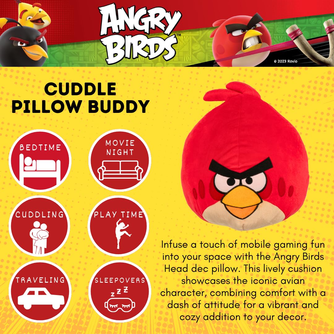Foto 4 pulgar | Almohada Decorativa De Felpa Supersuave De Franco Gaming Bedding, Talla Única, Angry Birds - Venta Internacional.