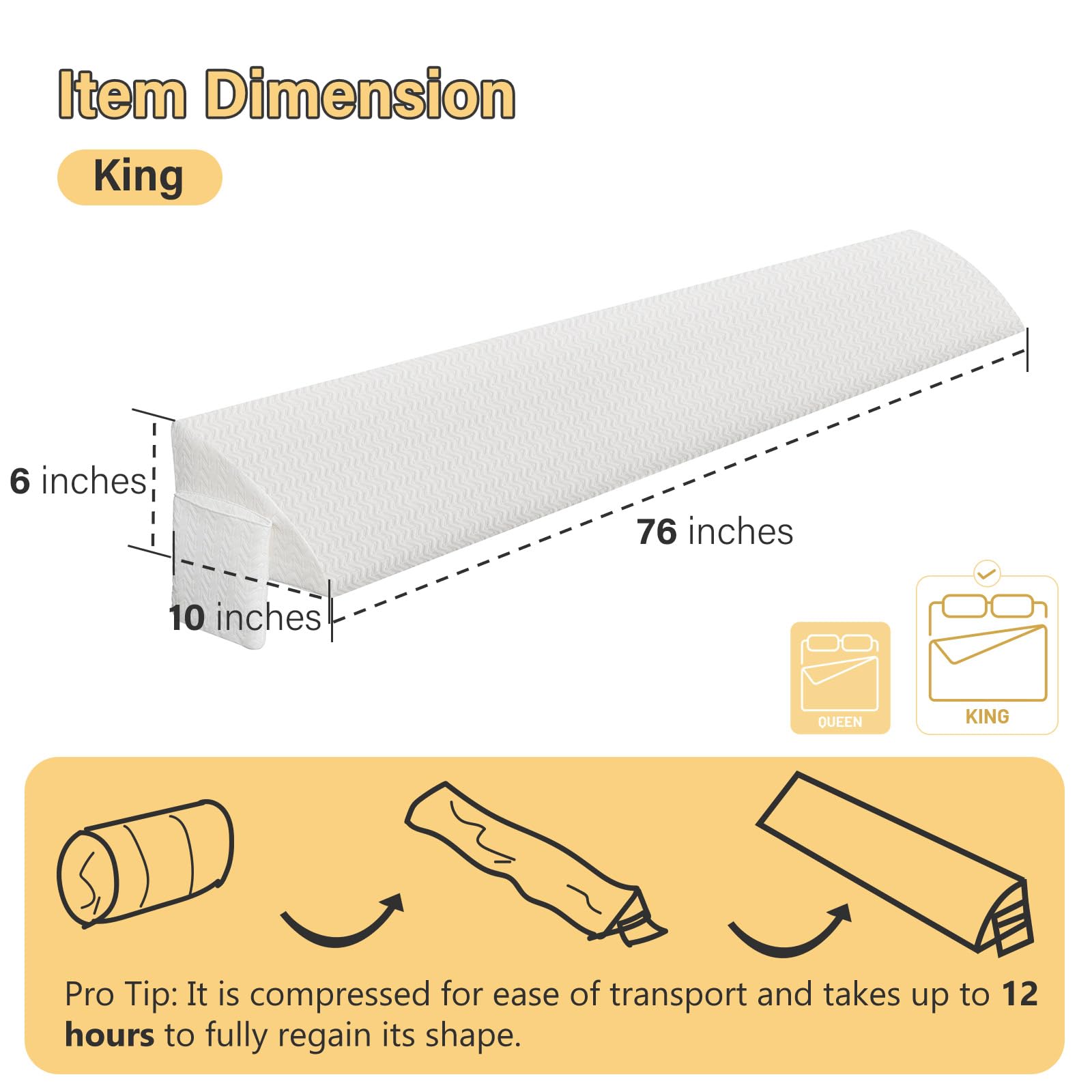 Foto 5 | Almohada En Forma De Cuña Vekkia King Para Cabecero O Colchón - Venta Internacional.