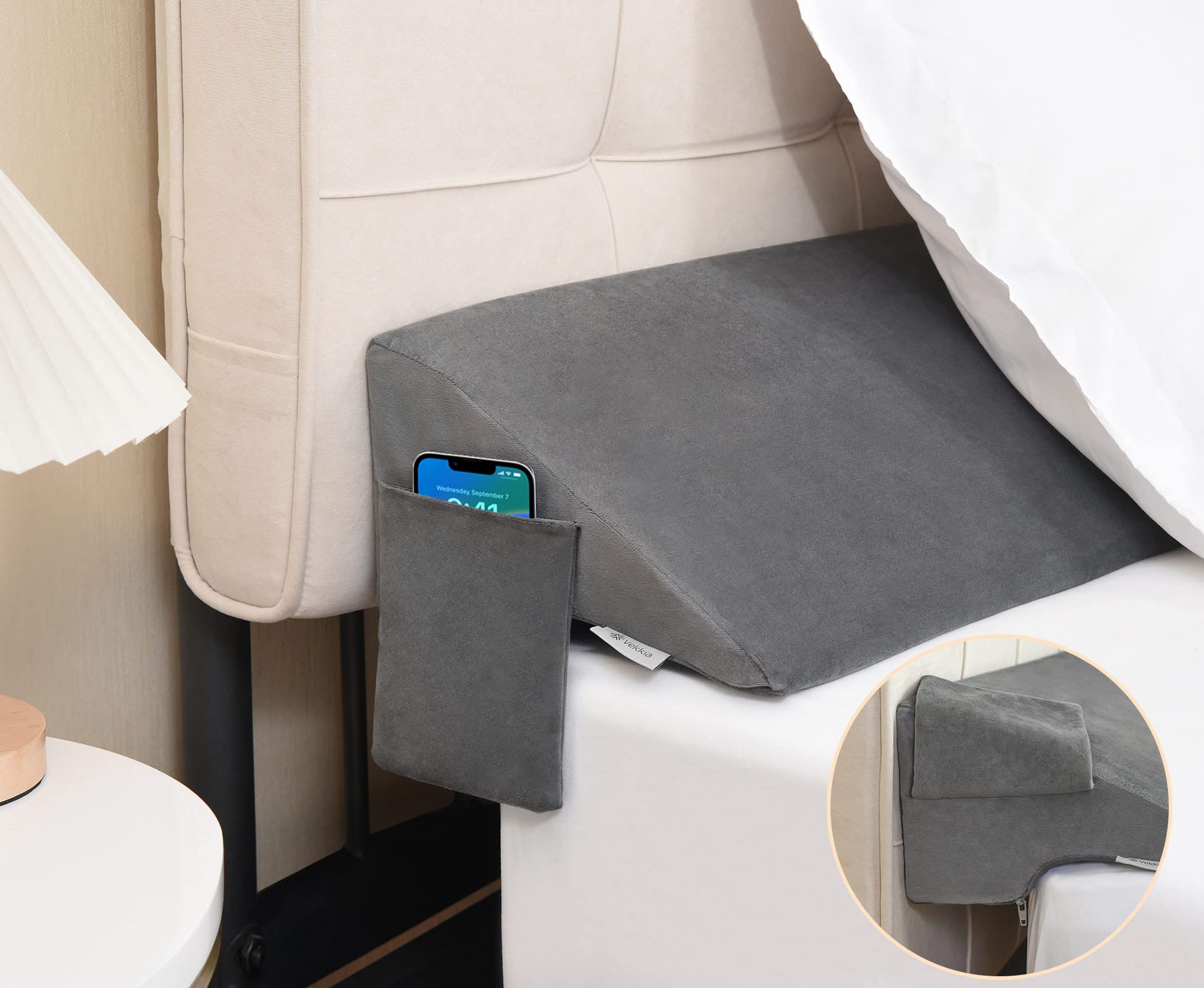 Foto 1 | Almohada en Forma de Cuña Vekkia Full para Cabecero Gris - Venta Internacional