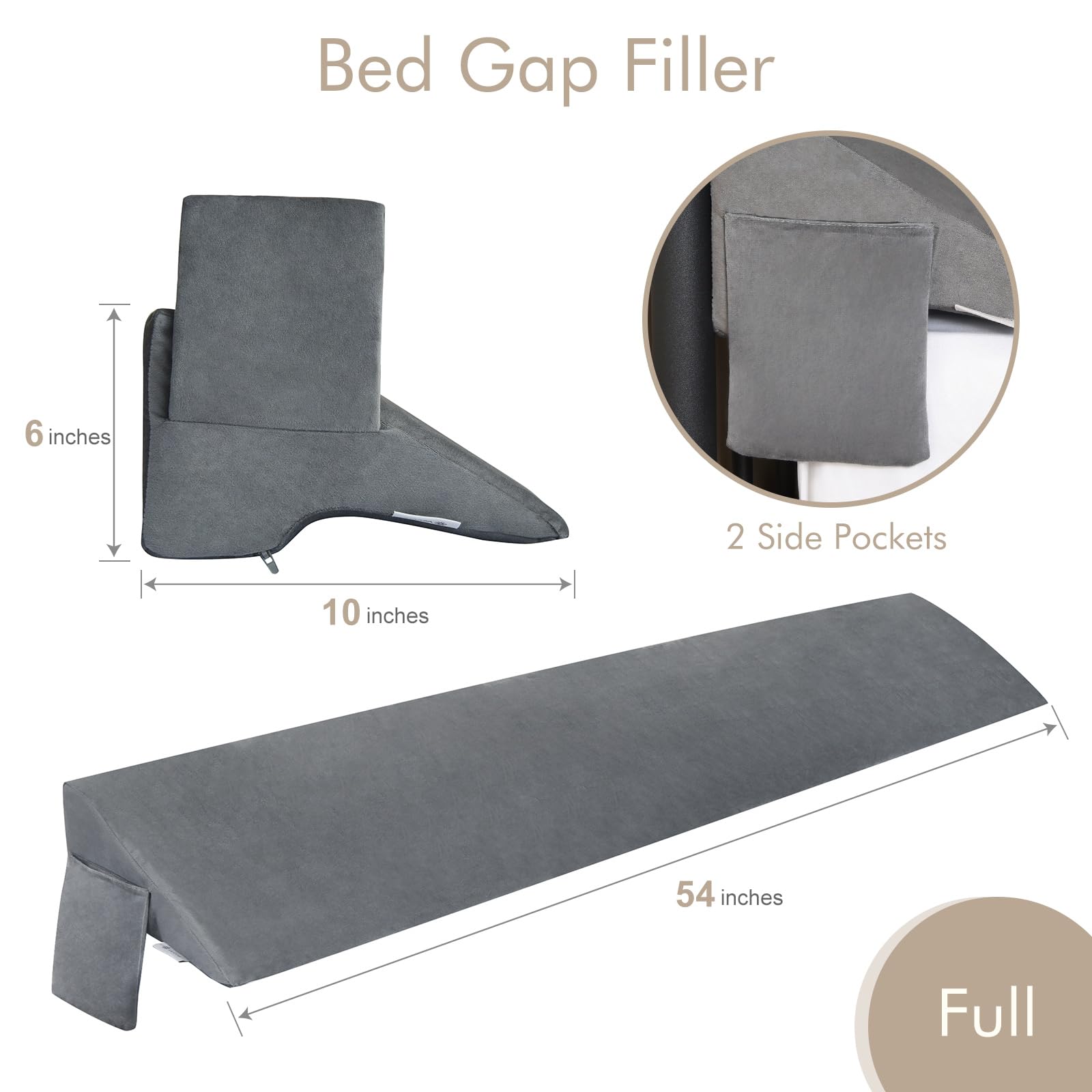 Foto 6 pulgar | Almohada en Forma de Cuña Vekkia Full para Cabecero Gris - Venta Internacional