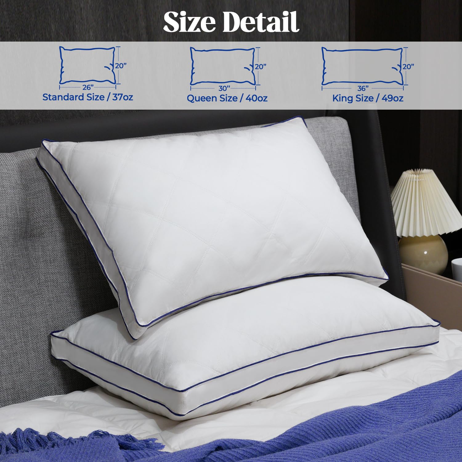 Foto 7 pulgar | Almohada de Plumas Puredown King Size 2 Piezas- Venta Internacional