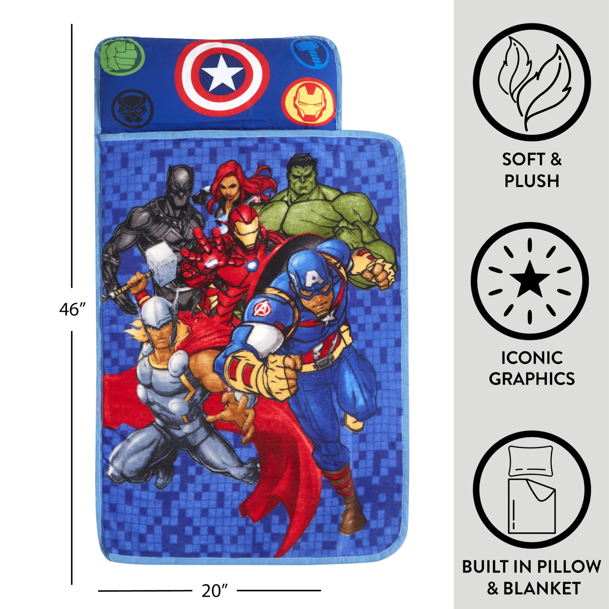 Foto 3 pulgar | Nap Mat Idea Nuova Marvel Avengers, Supersuave, Con Almohada - Venta Internacional.