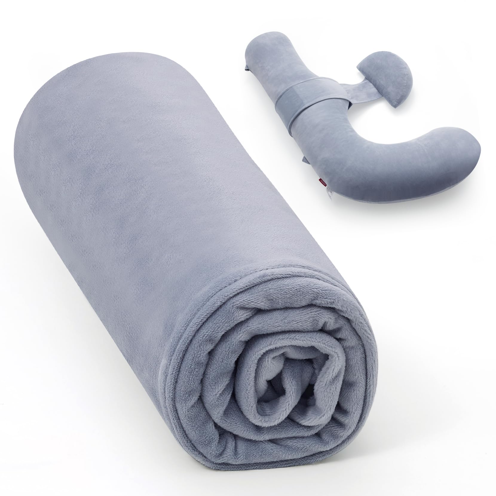 Foto 1 | Funda De Almohada Para Embarazo Momcozy En Forma De F, 135 Cm, Terciopelo Gris - Venta Internacional.