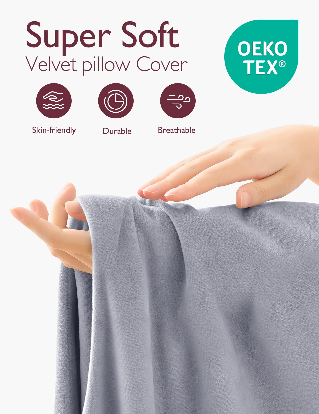 Foto 3 | Funda De Almohada Para Embarazo Momcozy En Forma De F, 135 Cm, Terciopelo Gris - Venta Internacional.