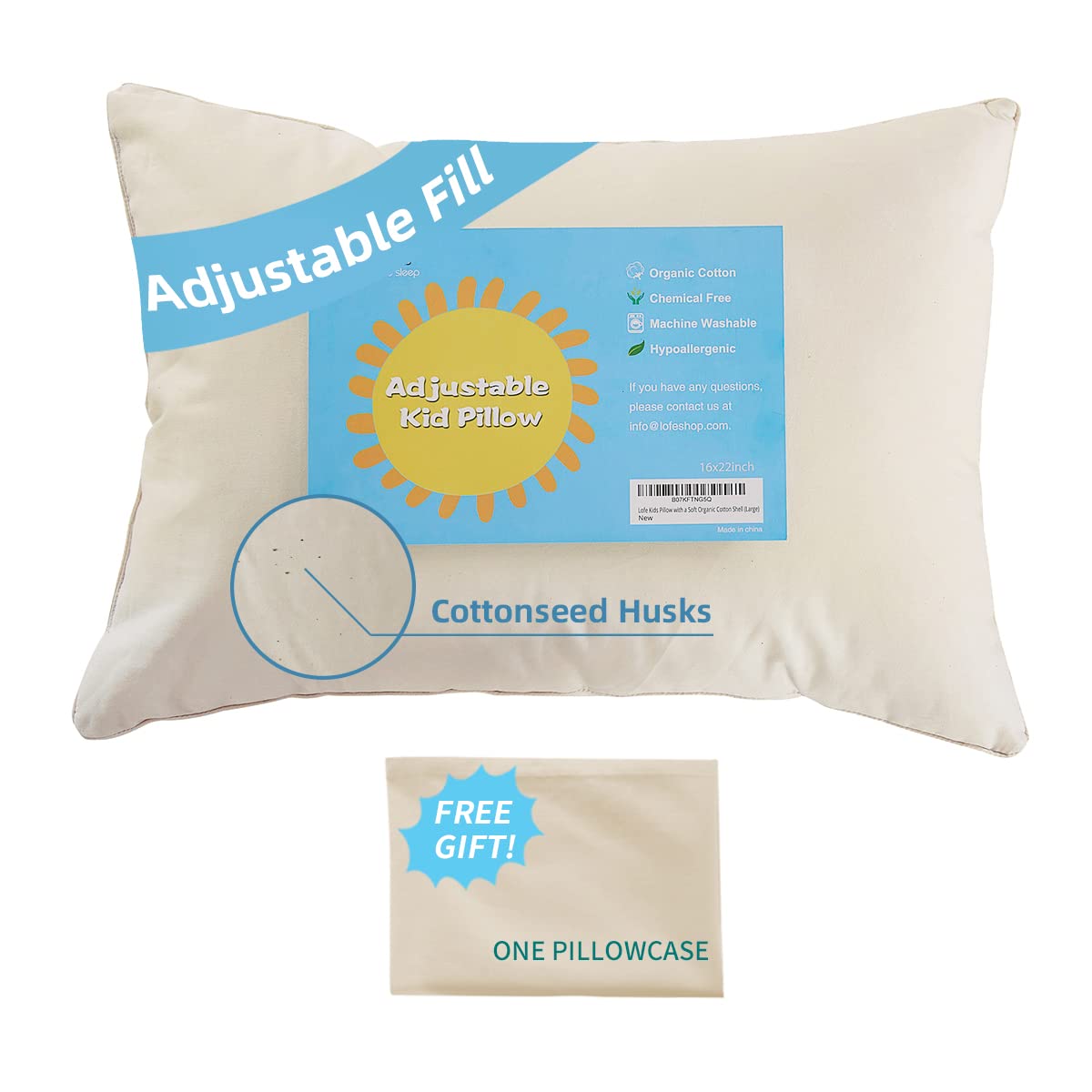 Foto 2 pulgar | Almohada Lofe Organic Standard De 20 X 26 Cm Con Funda De Almohada 100% Algodón - Venta Internacional.
