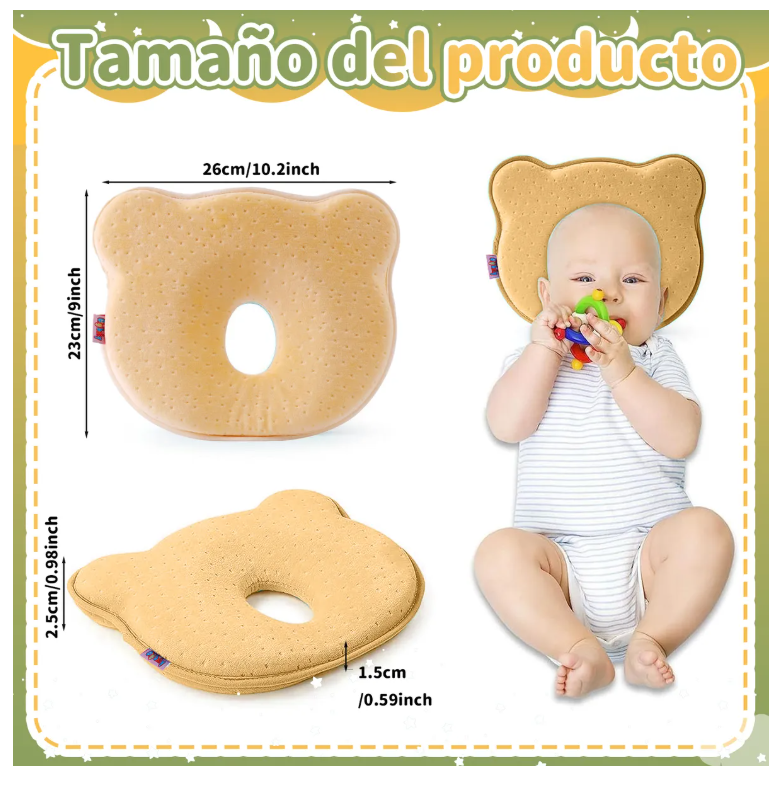 Foto 3 pulgar | Almohada para Bebé Memory Foam Prevención Cabeza Plana