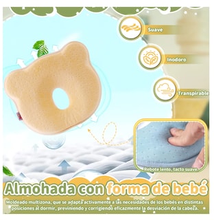Foto 4 | Almohada para Bebé Memory Foam Prevención Cabeza Plana