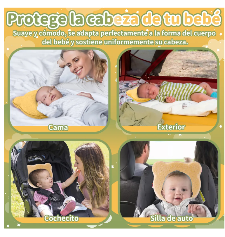 Foto 7 pulgar | Almohada para Bebé Memory Foam Prevención Cabeza Plana