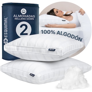 Foto 1 | Paquete De 2 Almohadas Estándar 100% Algodón Esquimal Con Relleno Tipo Down, Fresca, Transpirable