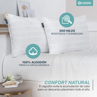 Foto 2 | Paquete De 2 Almohadas Estándar 100% Algodón Esquimal Con Relleno Tipo Down, Fresca, Transpirable