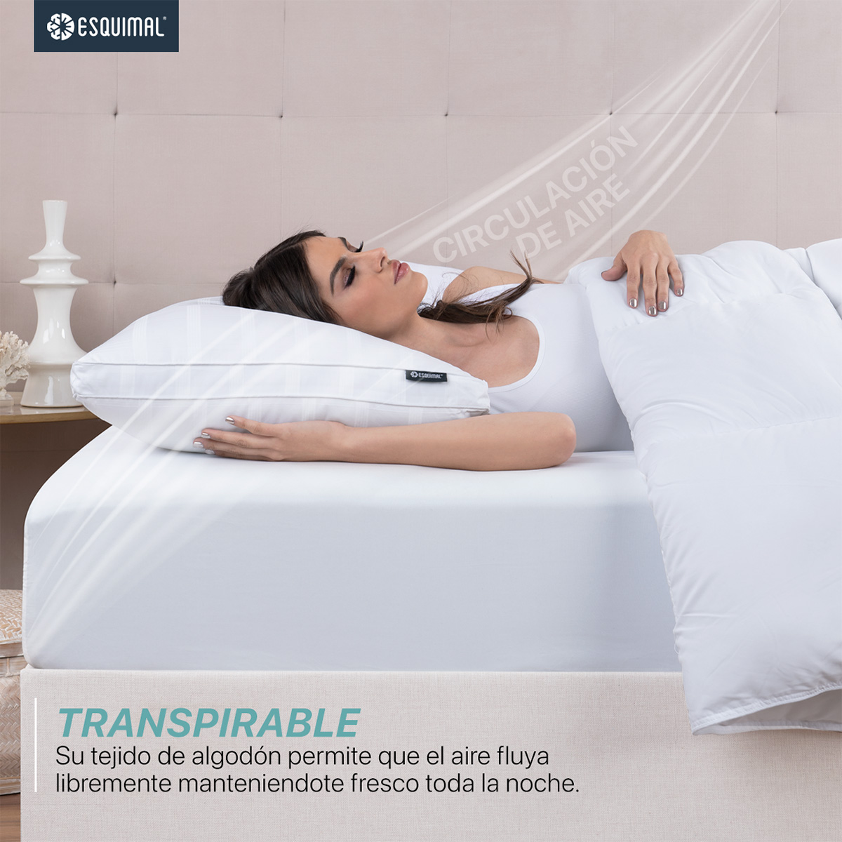Foto 5 pulgar | Paquete De 2 Almohadas Estándar 100% Algodón Esquimal Con Relleno Tipo Down, Fresca, Transpirable
