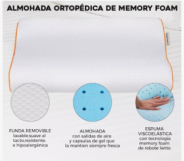 Foto 5 | Almohada Memory Foam Estándar Gel Ajustable Suave Cómoda