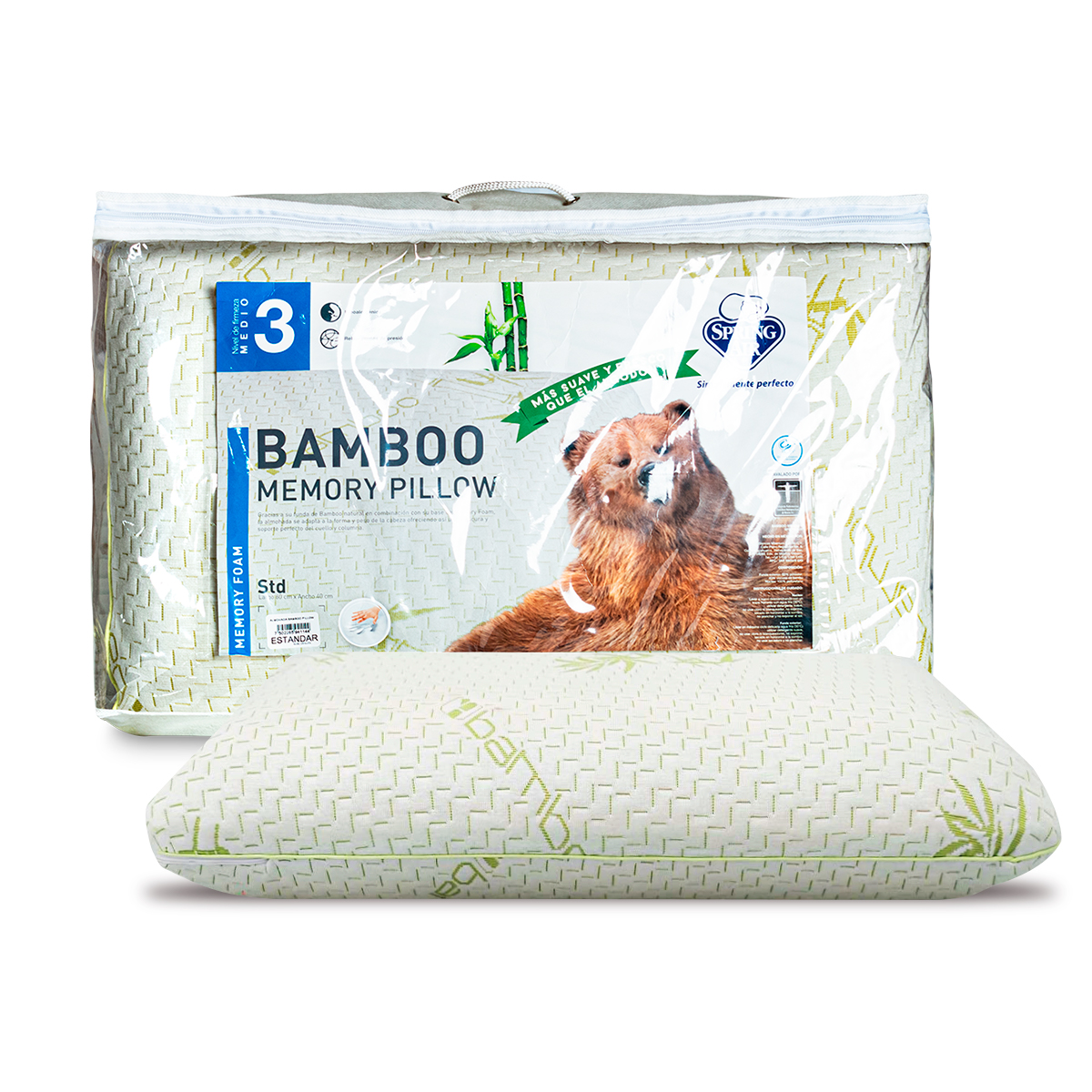 Foto 2 pulgar | Almohada Individual Spring Air Bamboo – Suave, Hipoalergénica Y Fresca