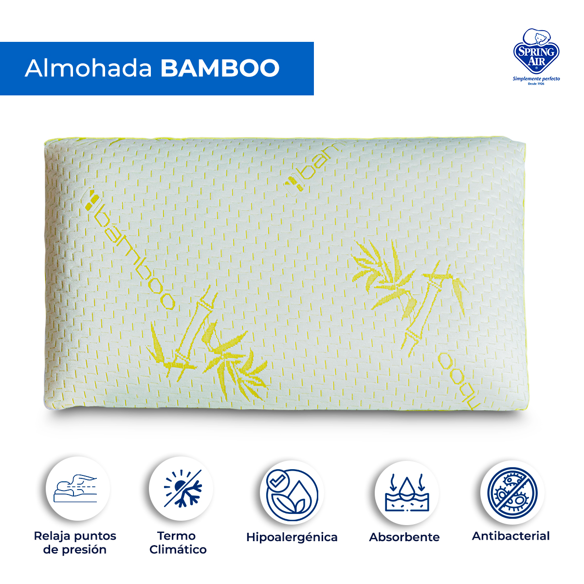 Foto 3 pulgar | Almohada Individual Spring Air Bamboo – Suave, Hipoalergénica Y Fresca