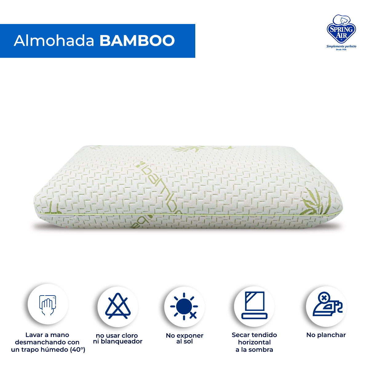 Foto 4 pulgar | Almohada Individual Spring Air Bamboo – Suave, Hipoalergénica Y Fresca