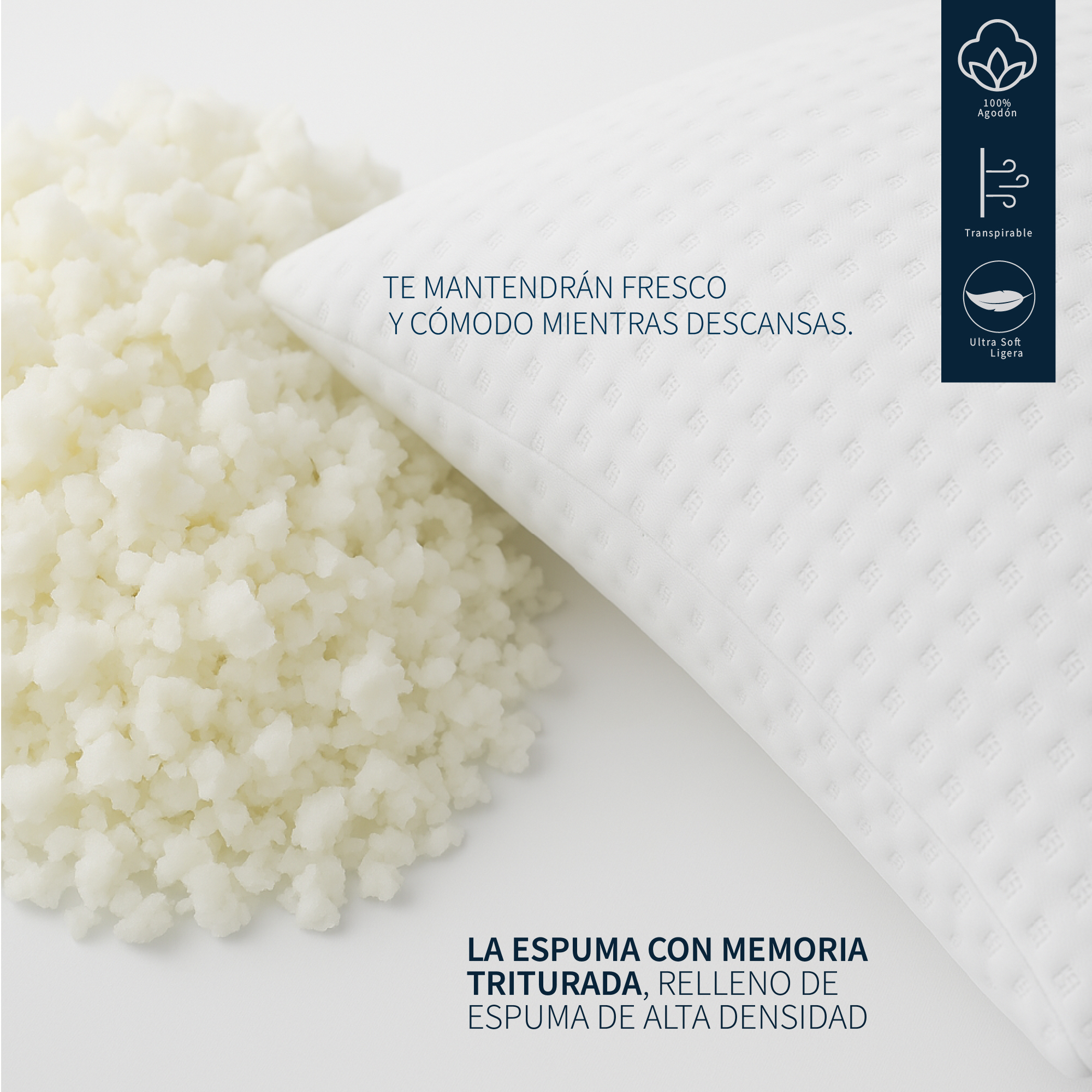 Foto 6 pulgar | Set 4 Almohadas Tesso Home Memory Foam Estándar