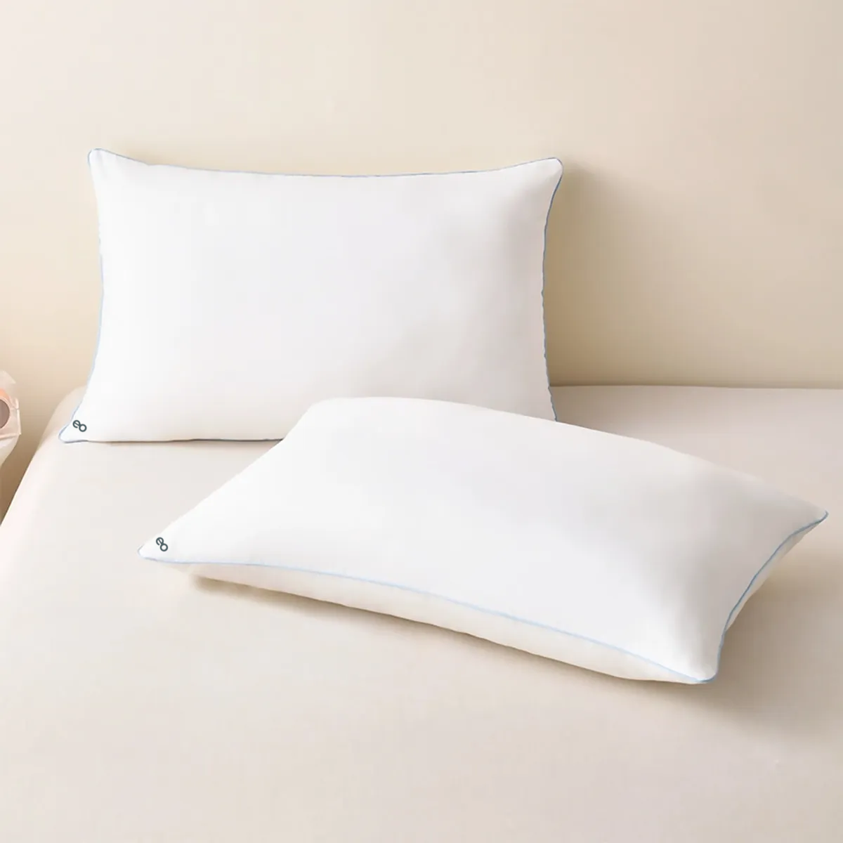 Foto 2 | Almohada 2 Pack Estándar Relleno Suave Media Microfibra Con Cremallera Eo Safe Imports Esi-20389 Blanco