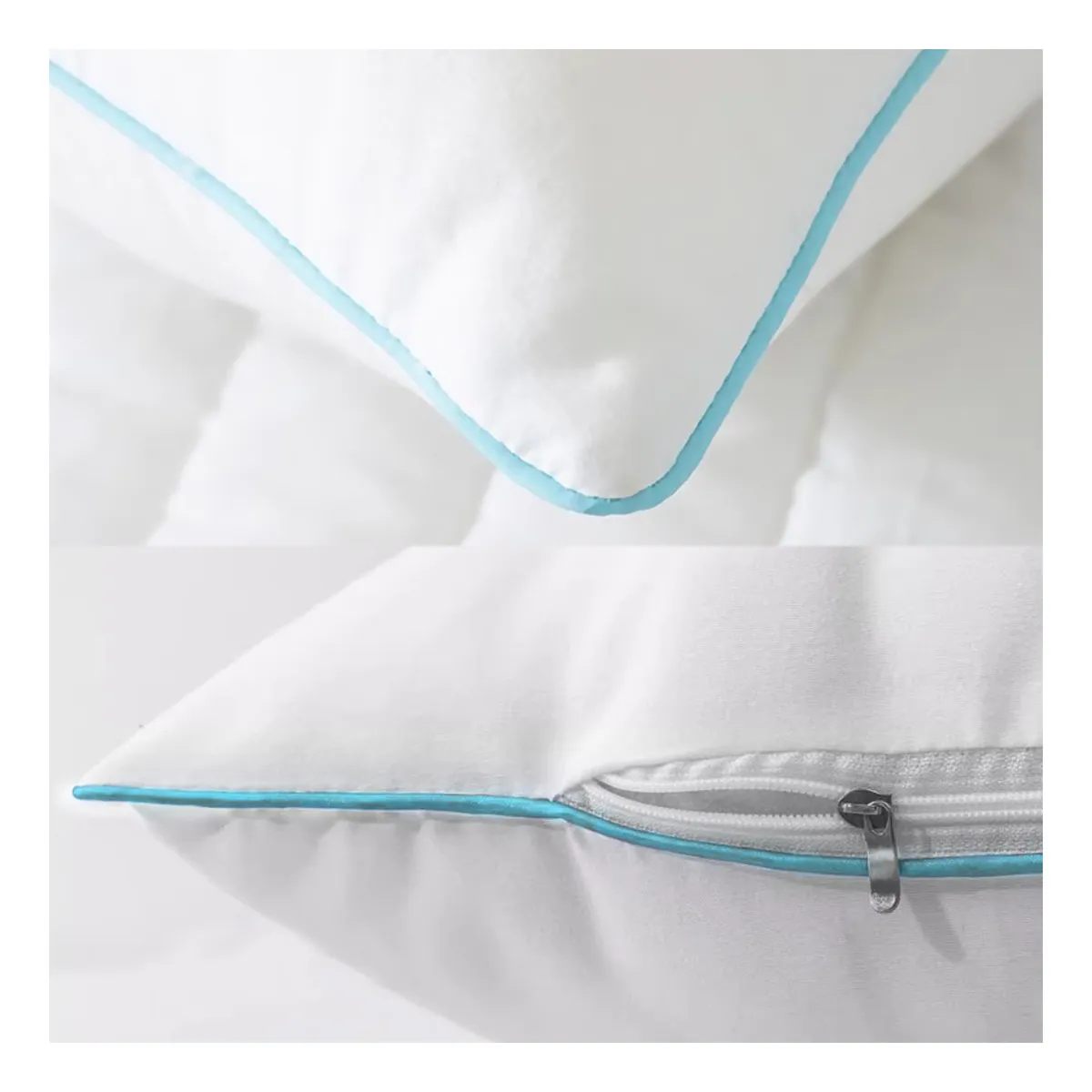 Foto 3 | Almohada 2 Pack Estándar Relleno Suave Media Microfibra Con Cremallera Eo Safe Imports Esi-20389 Blanco