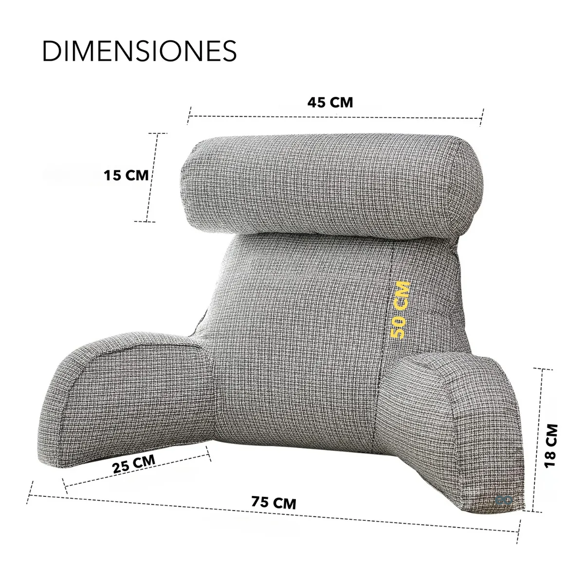 Foto 3 pulgar | Almohada De Lectura Para Cama Con Descansa Brazos  Eo Safe Imports Esi-20394 Gris