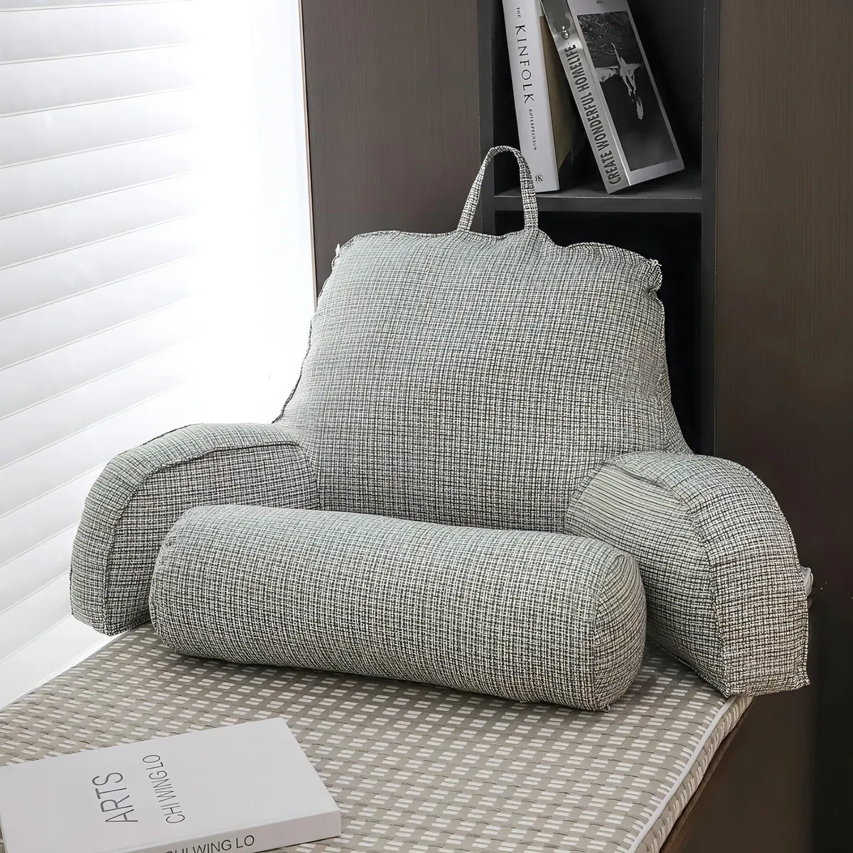Foto 5 pulgar | Almohada De Lectura Para Cama Con Descansa Brazos  Eo Safe Imports Esi-20394 Gris