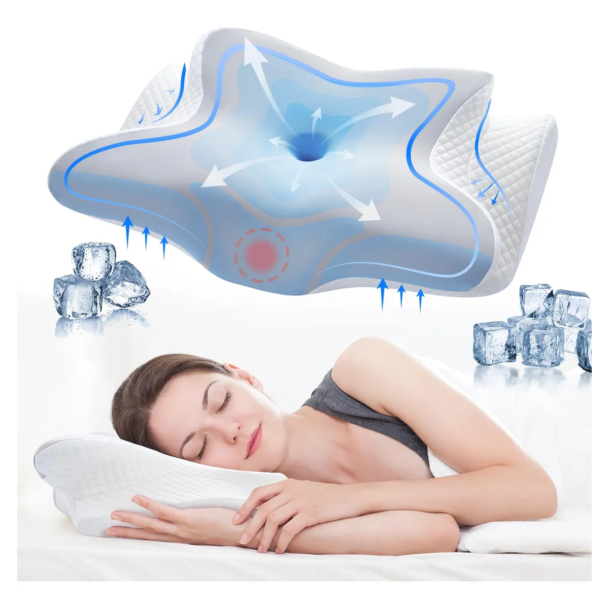 Foto 3 pulgar | Almohada Memory Foam Ortopédica Ergonómica Cervical Confort  Eo Safe Imports Esi-20387 Blanco