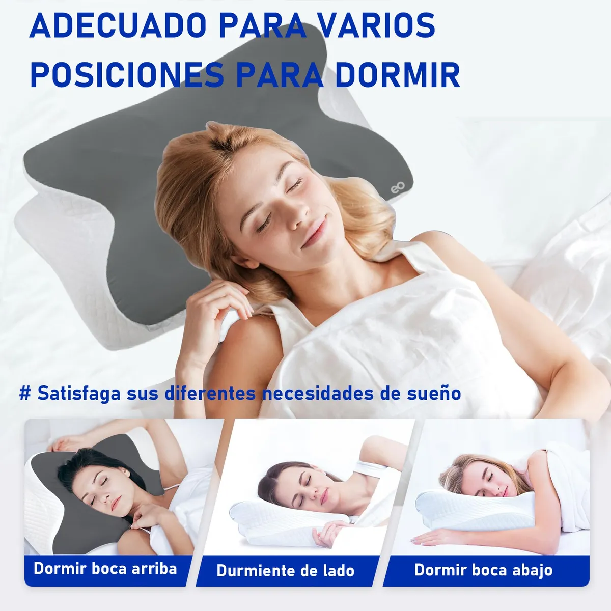 Foto 5 pulgar | Almohada Memory Foam Ortopédica Ergonómica Cervical Confort  Eo Safe Imports Esi-20387 Blanco