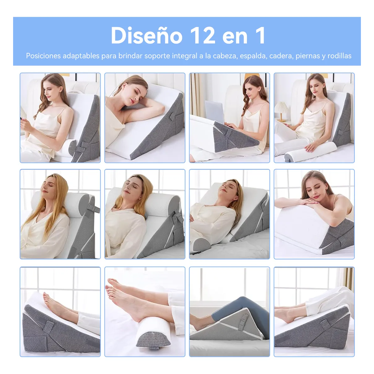 Foto 3 pulgar | Almohada Cojin Antireflujo Cuña Ajustables Respaldo Para Adulto