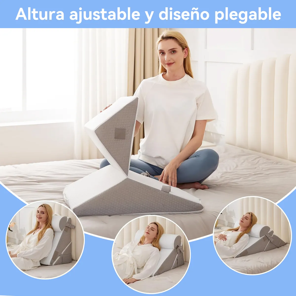 Foto 4 pulgar | Almohada Cojin Antireflujo Cuña Ajustables Respaldo Para Adulto