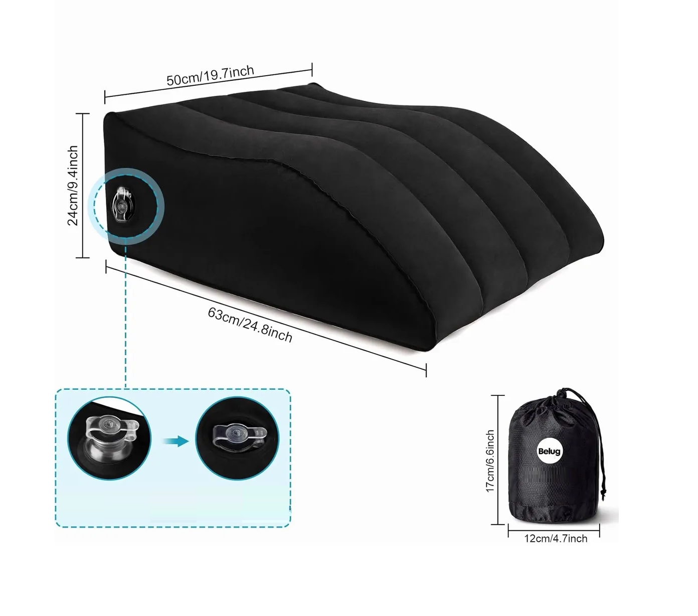 Foto 5 | Almohada Inflable Negra