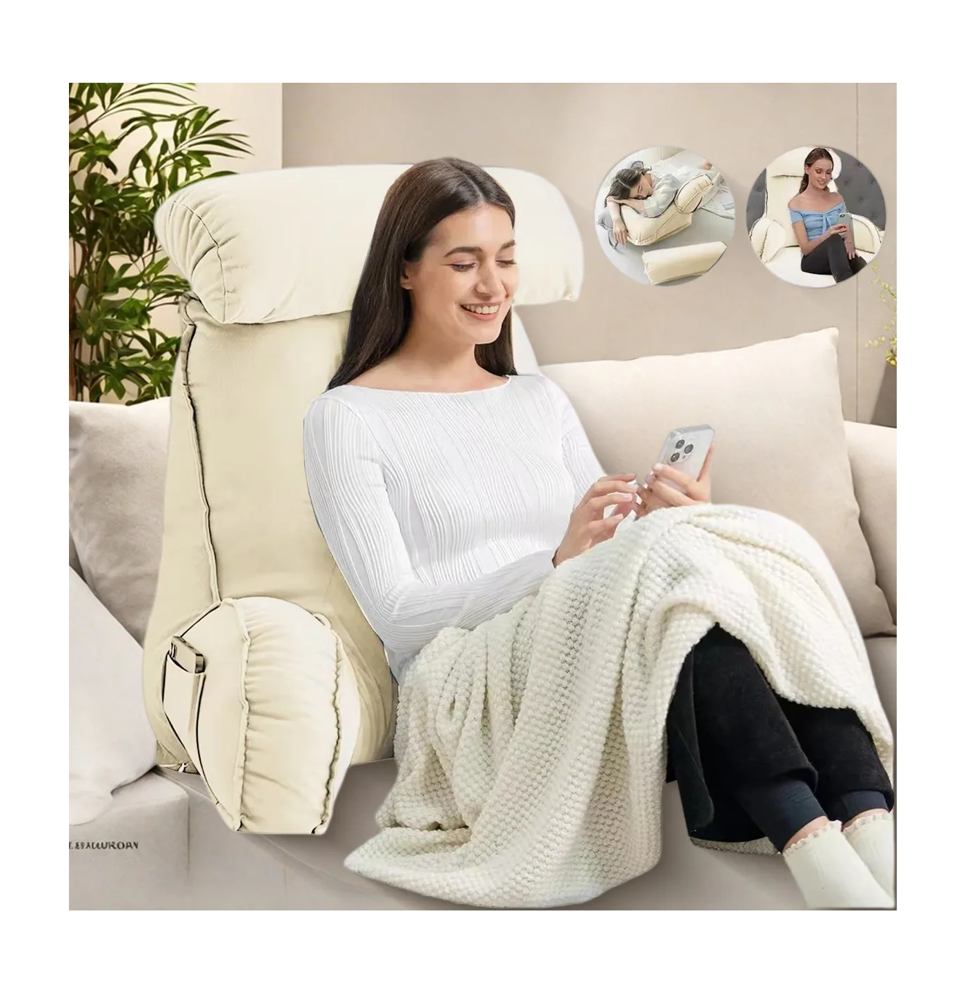 Foto 4 | Almohada De Cojin Respaldo Beige