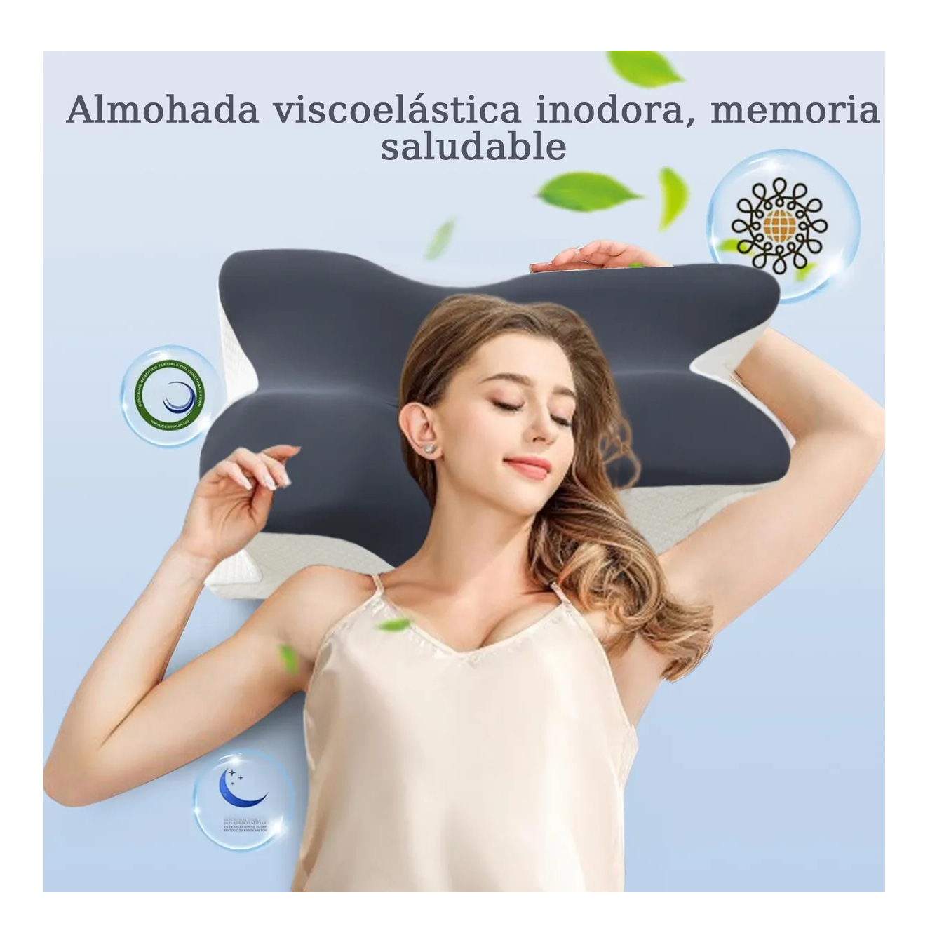 Foto 6 | Almohada Ortopédica Cervical Viscoelástica Blanco/negro